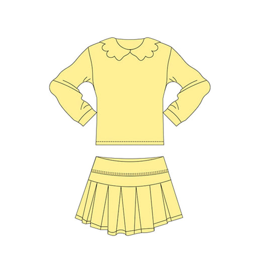 preorder GLD1505 Yoga Yellow Long Sleeve Skorts Skirts Girls Set