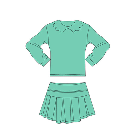 preorder GLD1506 Yoga Green Long Sleeve Skorts Skirts Girls Set