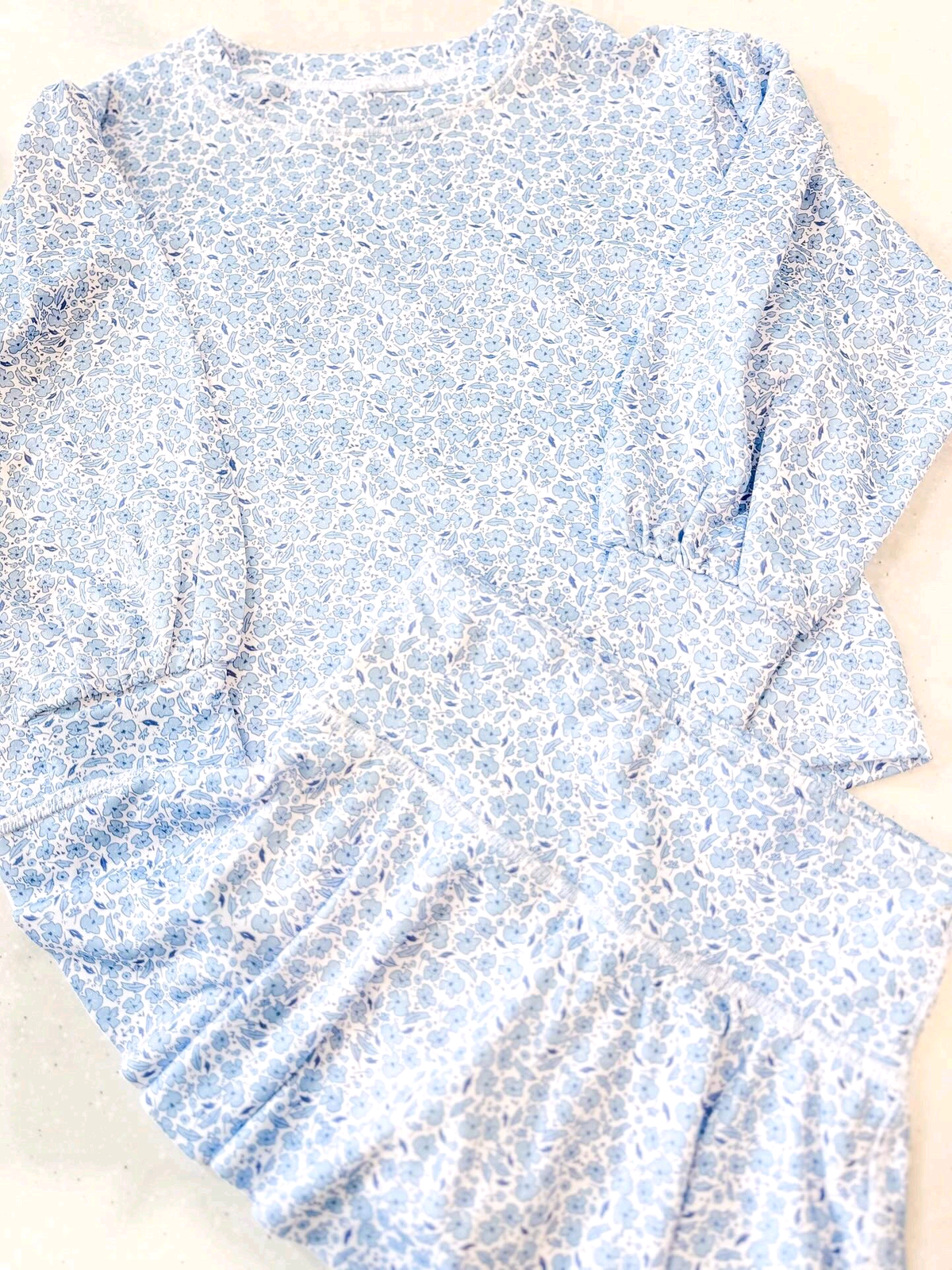 preorder GLD1508 Blue Flowers Floral Long Sleeve Skorts Girls Set
