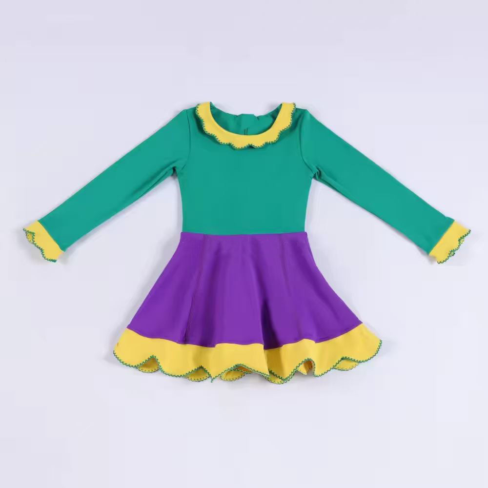 preorder GLD1517 Yoga Mardi Gras Long Sleeve Girls Dress