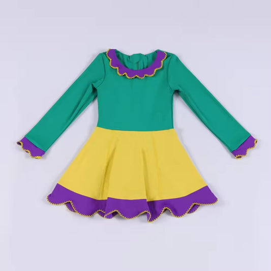 preorder GLD1518 Yoga Mardi Gras Long Sleeve Girls Dress