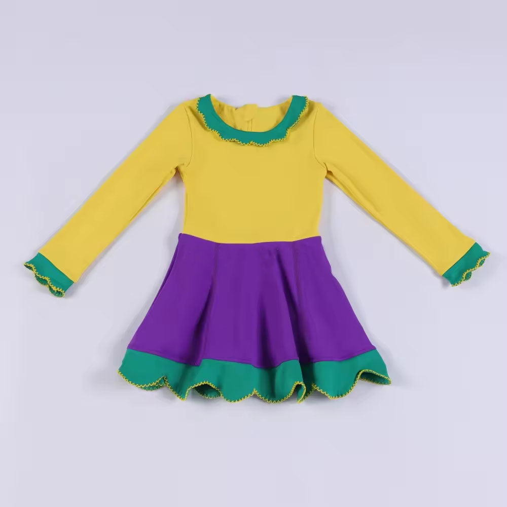 preorder GLD1519 Yoga Mardi Gras Long Sleeve Girls Dress
