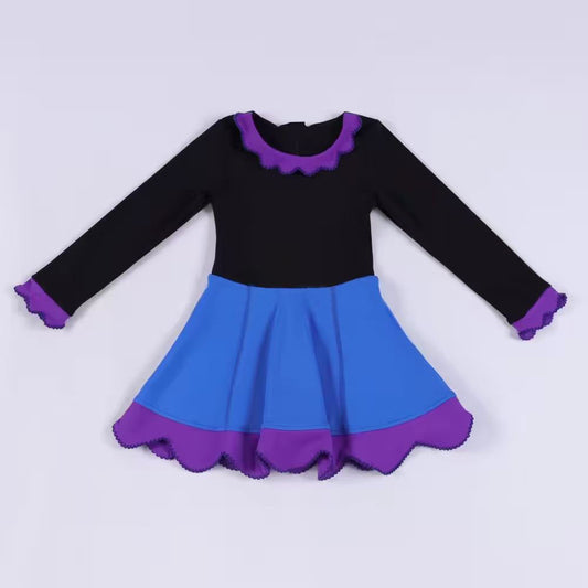 preorder GLD1519 Yoga Princess Black Blue Purple Long Sleeve Girls Dress