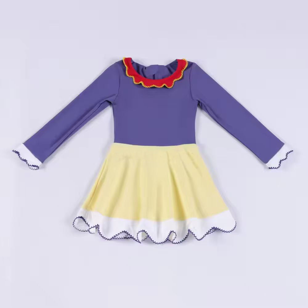 preorder GLD1521 Yoga Princess Yellow Purple Long Sleeve Girls Dress