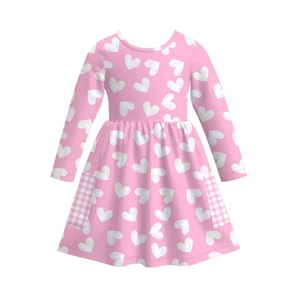 preorder GLD1557 Valentine's Day Heart Pink Long Sleeve Girls Dress