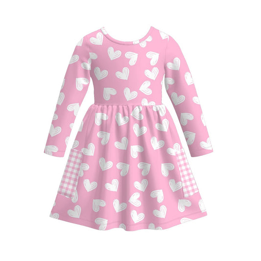 preorder GLD1557 Valentine's Day Heart Pink Long Sleeve Girls Dress