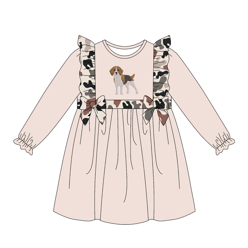 Preorder GLD1599 Hunting Dog Long Sleeve Girls Dress