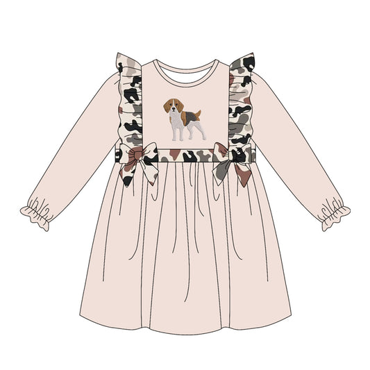 Preorder GLD1599 Hunting Dog Long Sleeve Girls Dress
