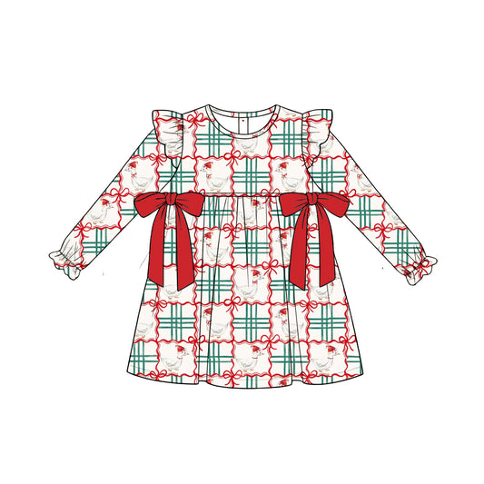 preorder GLD1639 Merry Christmas Bows Goose Long Sleeve Girls Dress