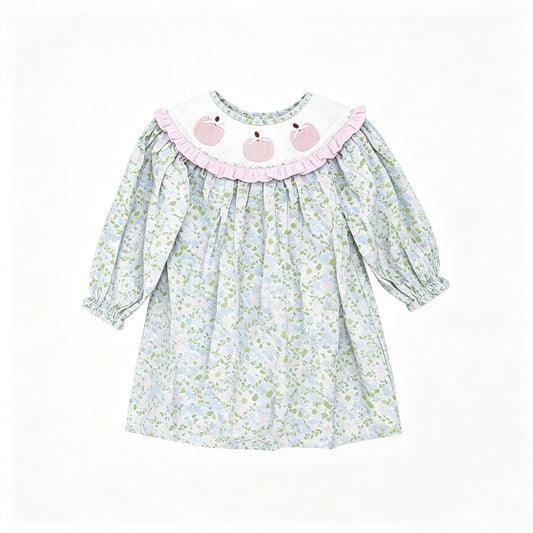 preorder GLD1644 Thanksgiving Pumpkin Flowers Long Sleeve Girls Dress
