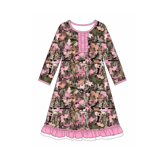 preorder GLD1688 Hunting Pink Long Sleeve Girls Dress