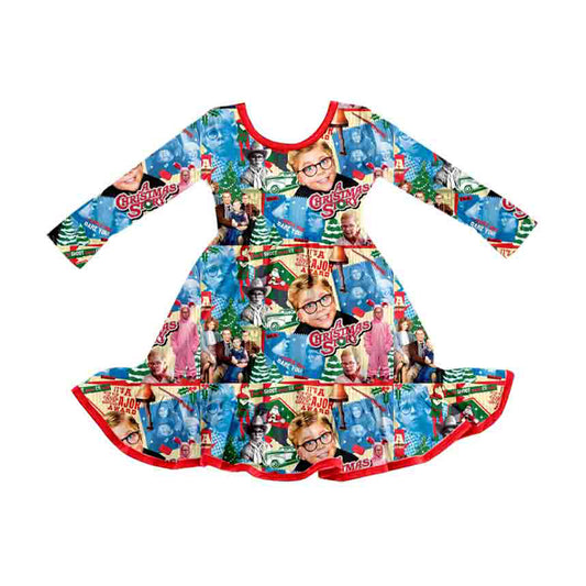 preorder GLD1694 Christmas Story Long Sleeve Girls Dress