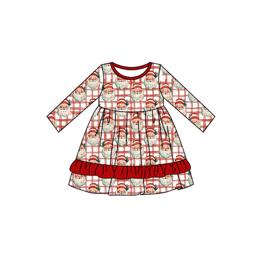 preorder GLD1710 Christmas Santa Red Long Sleeve Girls Dress