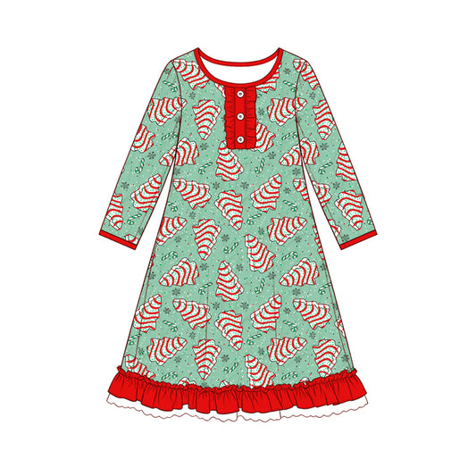 preorder GLD1719 Christmas Tis The Season Tree Long Sleeve Girls Dress