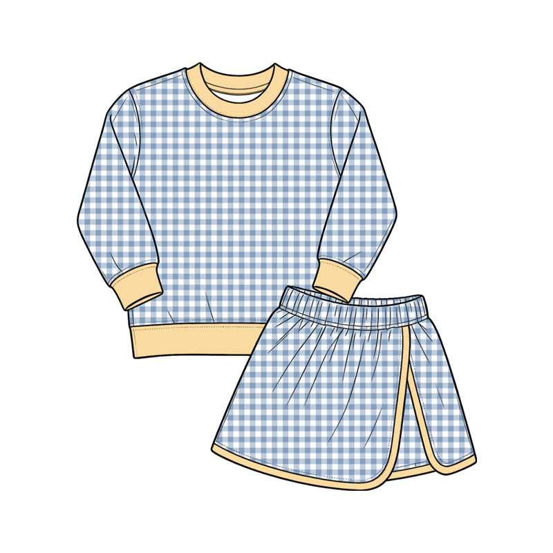 preorder Yoga Checkered Skorts Girls Set Sibling Clothes