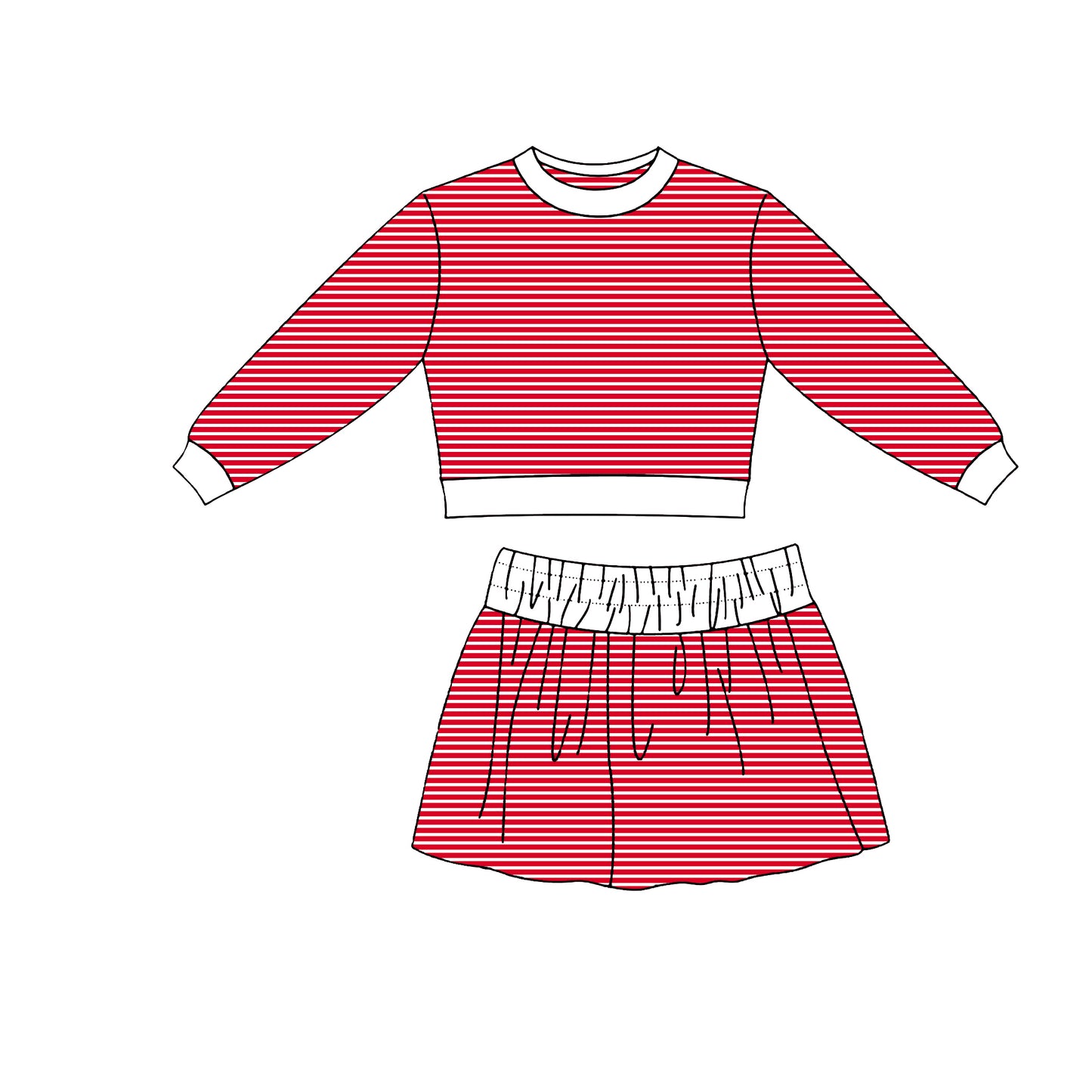 preorder Yoga Striped Skorts Girls Set Sibling Clothes