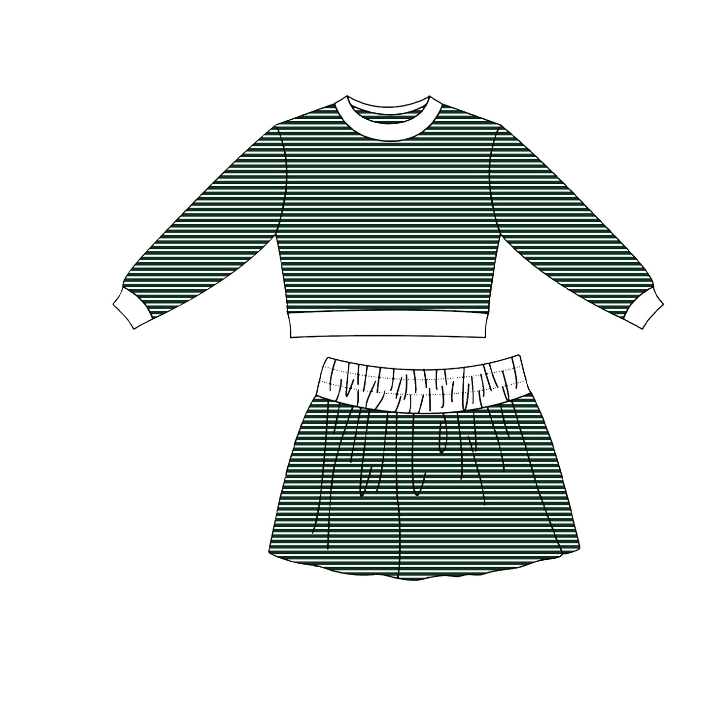 preorder Yoga Striped Skorts Girls Set Sibling Clothes