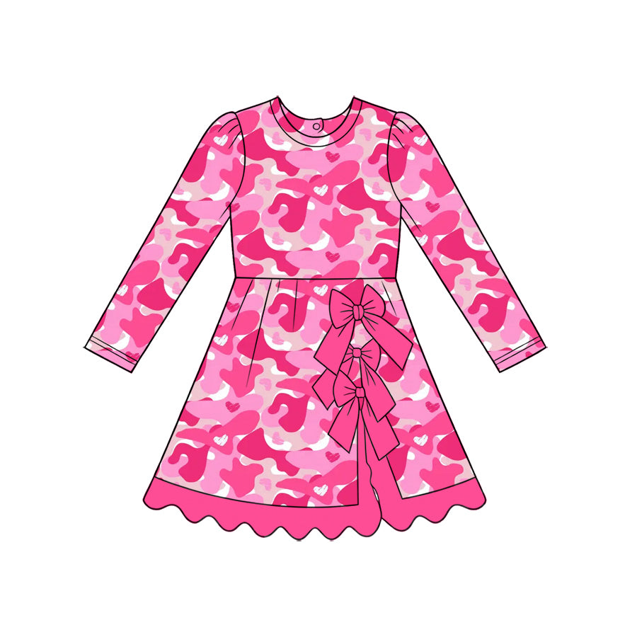 preorder GLD1818 Yoga Valentine's Day Camo Long Sleeve Girls Dress