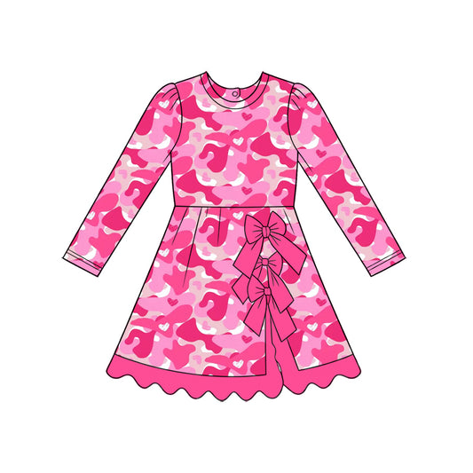 preorder GLD1818 Yoga Valentine's Day Camo Long Sleeve Girls Dress