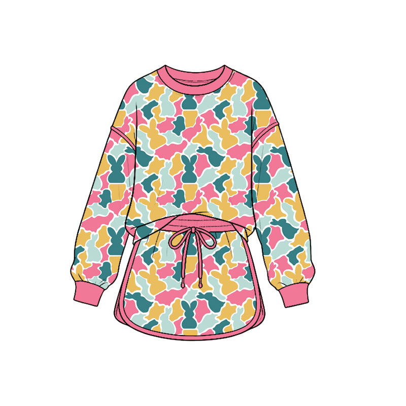 preorder GLD1825 Easter Mardi Gras Camo Long Sleeve Skorts Girls Set