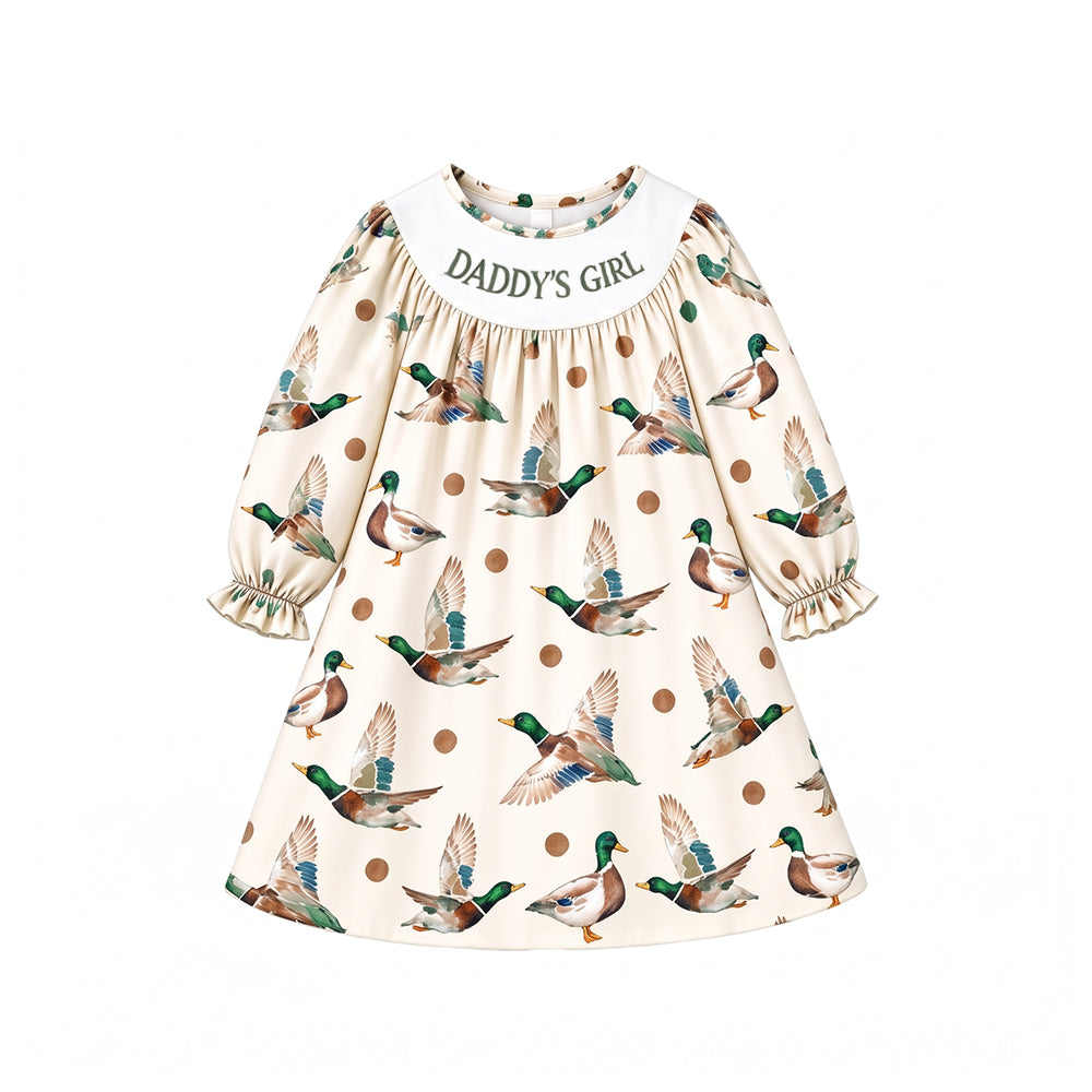 preorder GLD1844 Daddy's Girl Mallard Long Sleeve Girls Dress