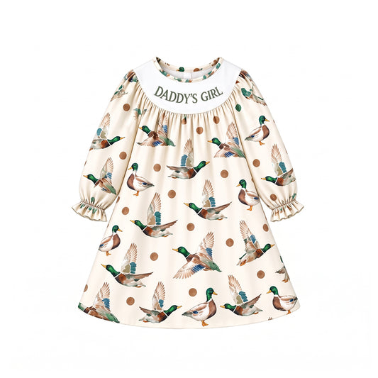 preorder GLD1844 Daddy's Girl Mallard Long Sleeve Girls Dress