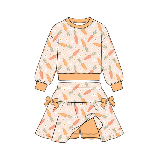 preorder GLD1850 Easter Carrot Long Sleeve Skorts Girls Set