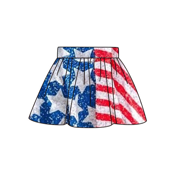 preorder GLK0024 July 4th blue star red striped girls skirt