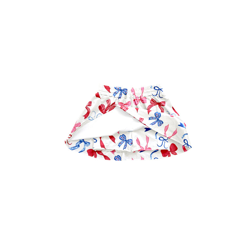 preorder GLK0049 July 4th red blue bows girls skirt with shorts