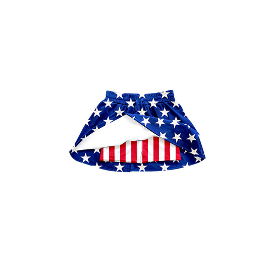 preorder GLK0051 July 4th blue star girls skirt with red striped shorts