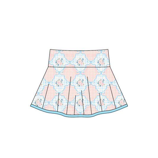 preorder GLD0101 yoga pink flowers checkered girls skirt shorts