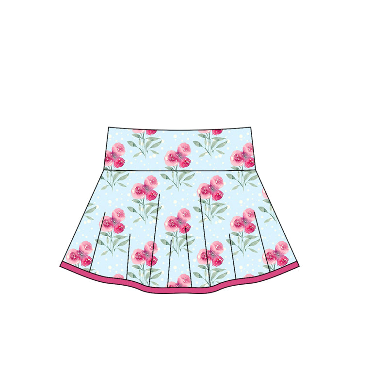 preorder GLD0105 yoga hot pink flowers rose girls skirt shorts