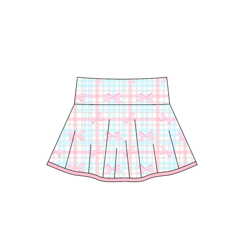 preorder GLD0106 yoga pink bows blue checkered girls skirt shorts