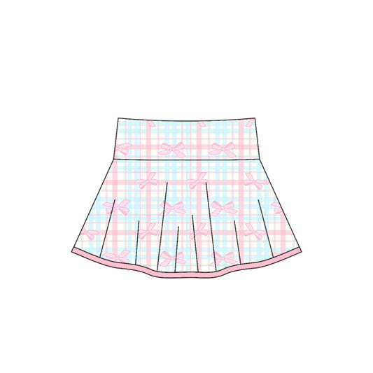 preorder GLD0106 yoga pink bows blue checkered girls skirt shorts