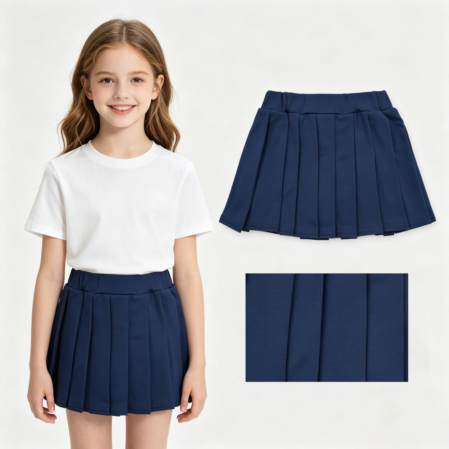 GLK0108 cotton navy blue girls skirt skort