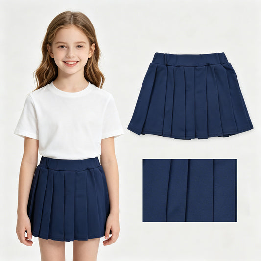 GLK0108 cotton navy blue girls skirt skort