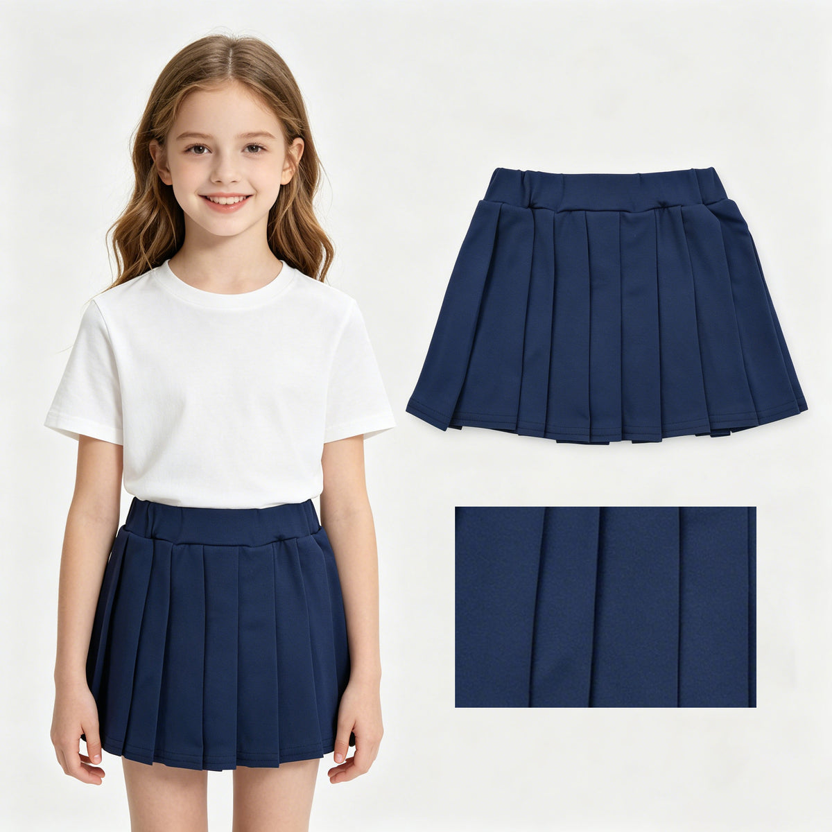 GLK0108 cotton navy blue girls skirt skort