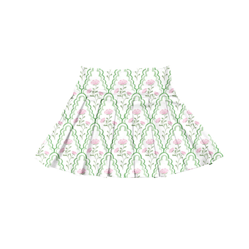preorder GLK0111 yoga pink/green flowers girls skirt skorts
