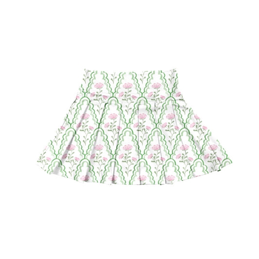 preorder GLK0111 yoga pink/green flowers girls skirt skorts