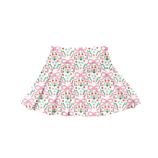 preorder GLK0112 yoga colorful flowers pink bows girls skirt skorts