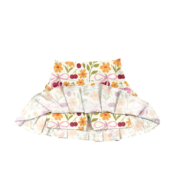 preorder GLK0115 yoga orang flowers berry pink bows girls skirt skorts