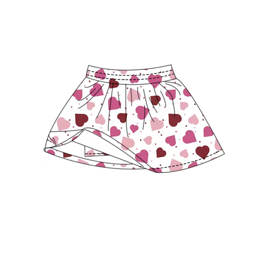 preorder GLK0168 Valentine's Day heart skorts girls skirt