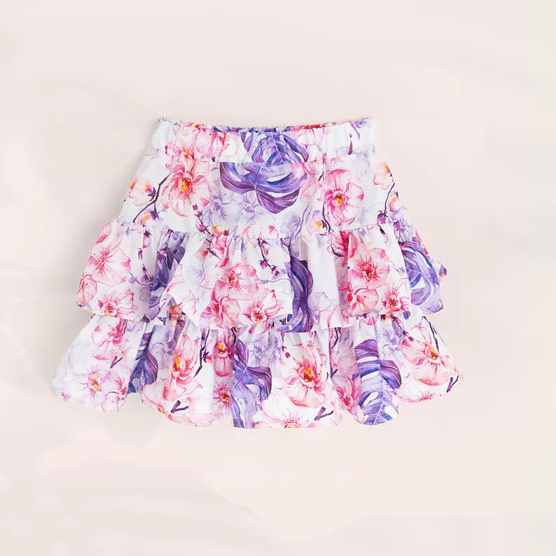 preorder GLK0188 Pink Purple Flowers Skorts Girls Skirts