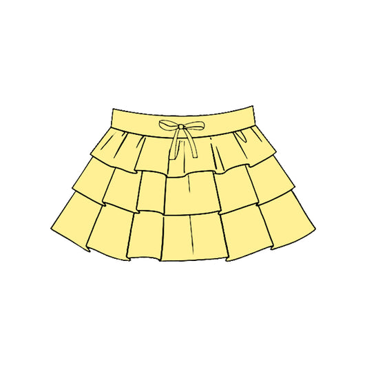 preorder GLK0207 Yoga Light Yellow Ruffles Skorts Girls Skirts