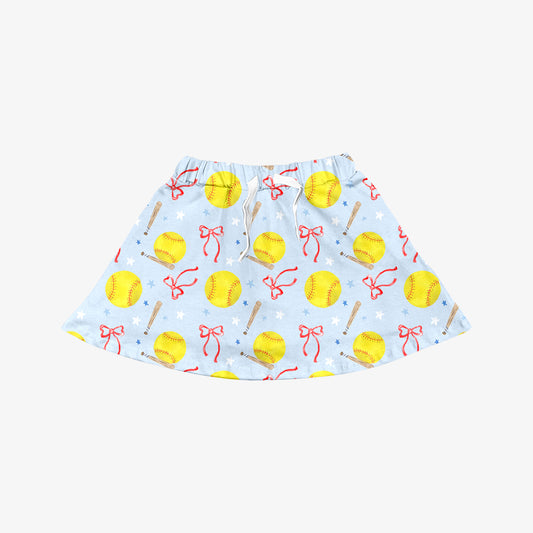preorder GLK0221 Softball Bows Blue Skorts Girls Skirts