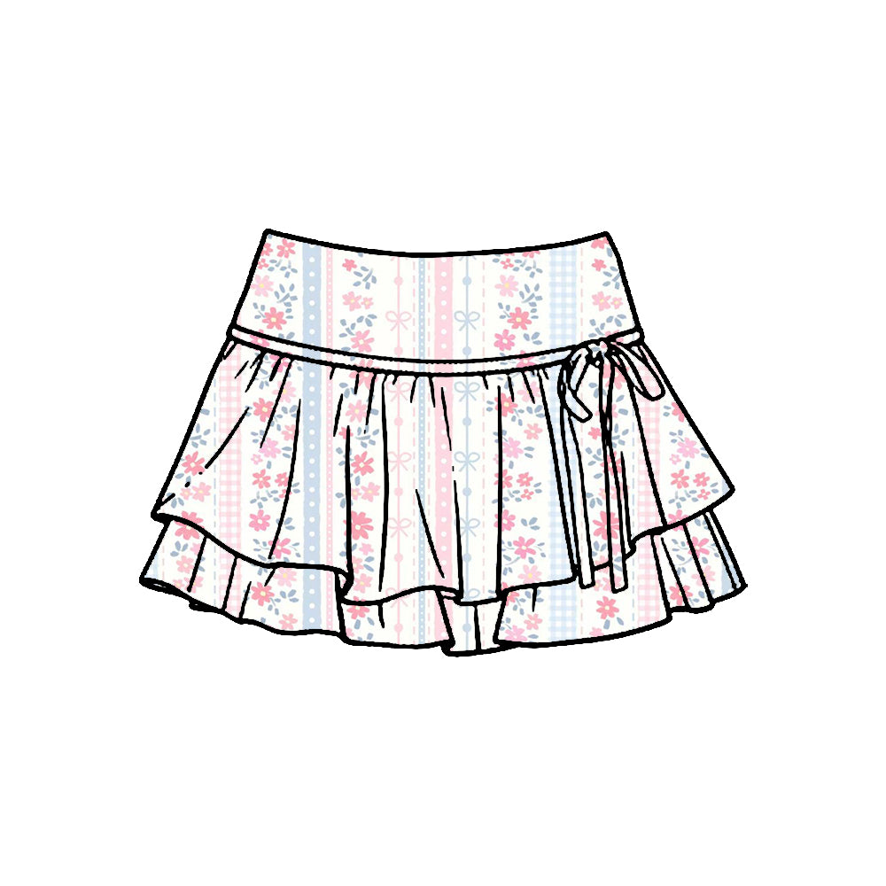 preorder GLK0241 Yoga Pink Flowers Skorts Girls Skirts