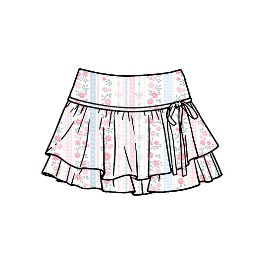 preorder GLK0241 Yoga Pink Flowers Skorts Girls Skirts