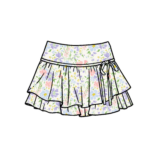 preorder GLK0242 Yoga Colorful Flowers Skorts Girls Skirts