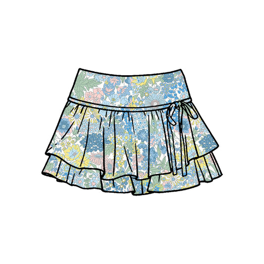 preorder GLK0244 Yoga Blue Flowers Skorts Girls Skirts