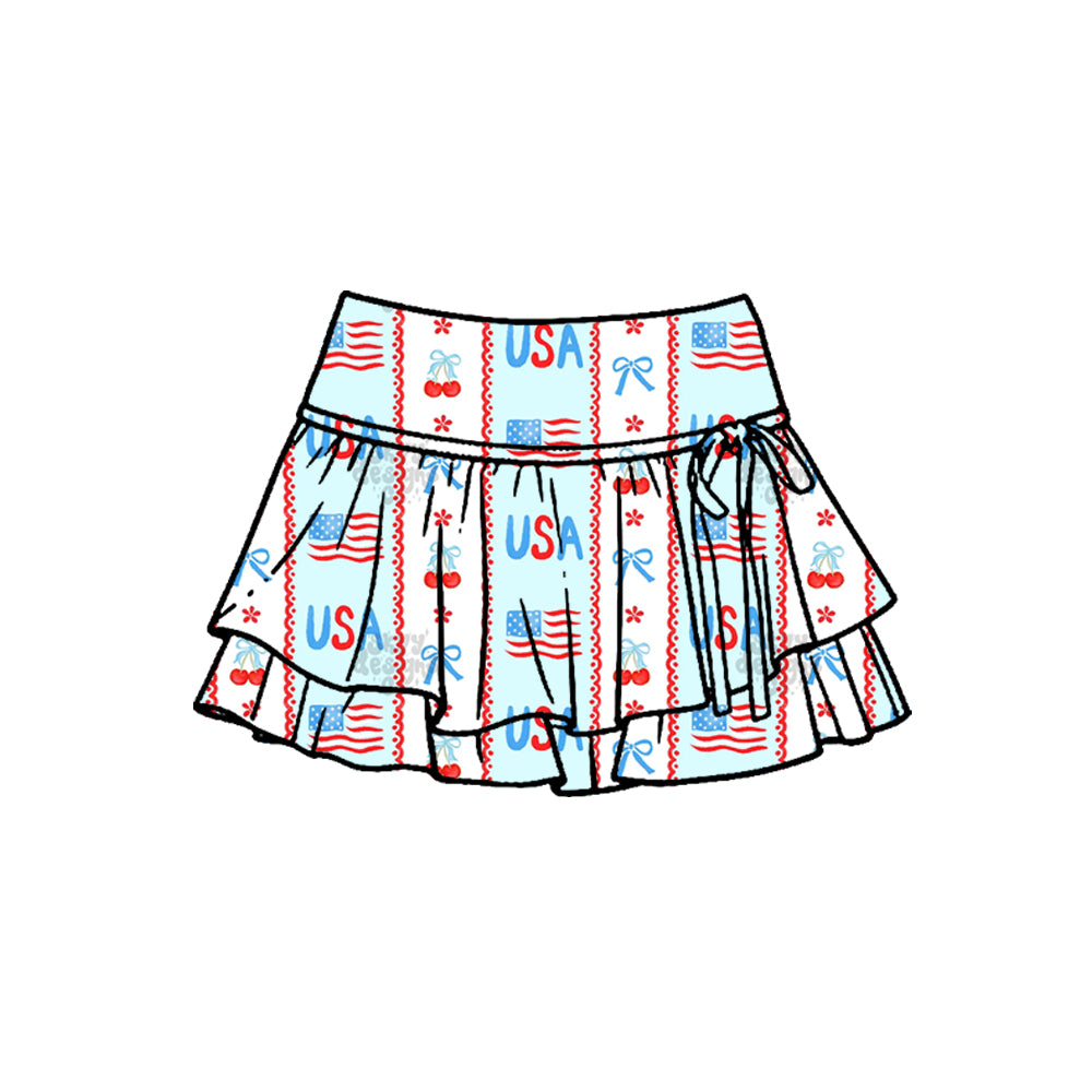 preorder GLK0256 Yoga July 4th USA Skorts Girls Skirts